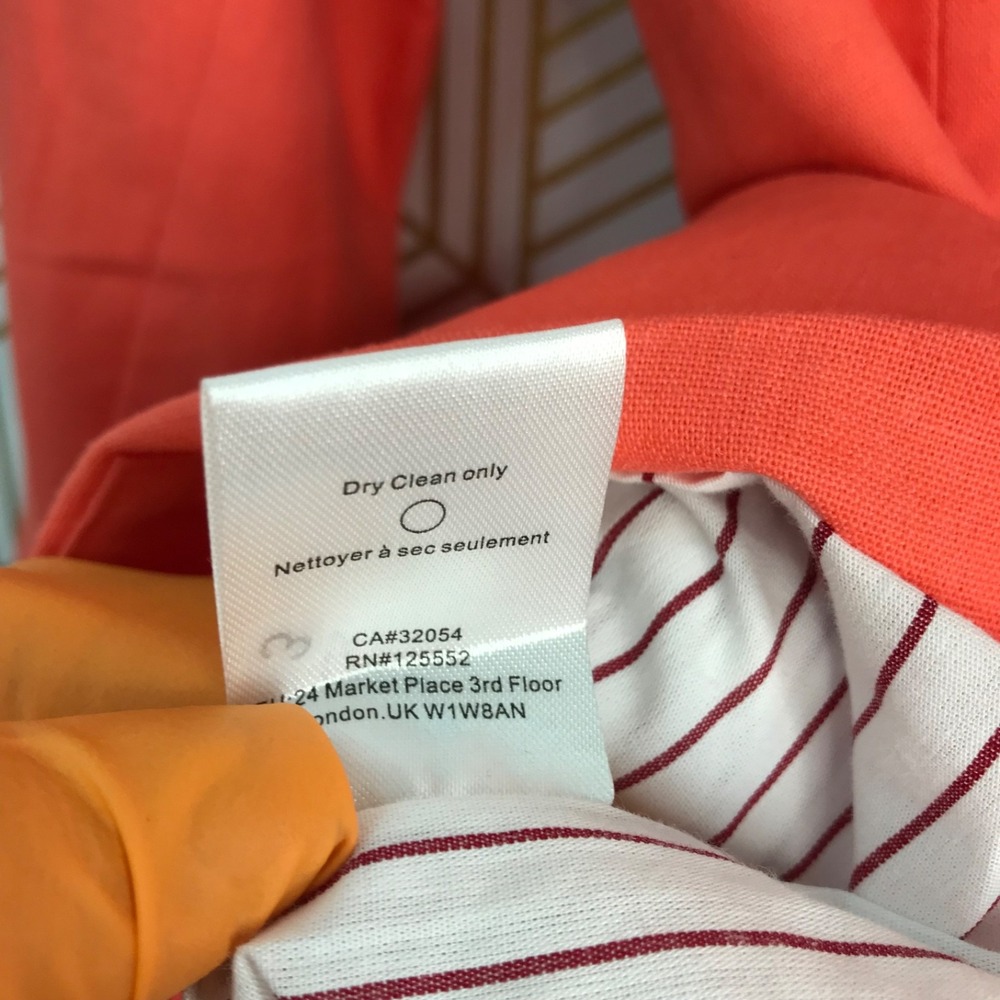 Dolan Womens Rayon/Linen Blend Blazer Jacket Sz Medium Orange Double Breasted - Picture 8 of 9